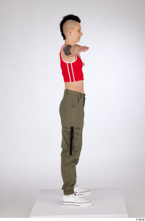 Quisha casual dressed olive green cargo pants red zipper crop…